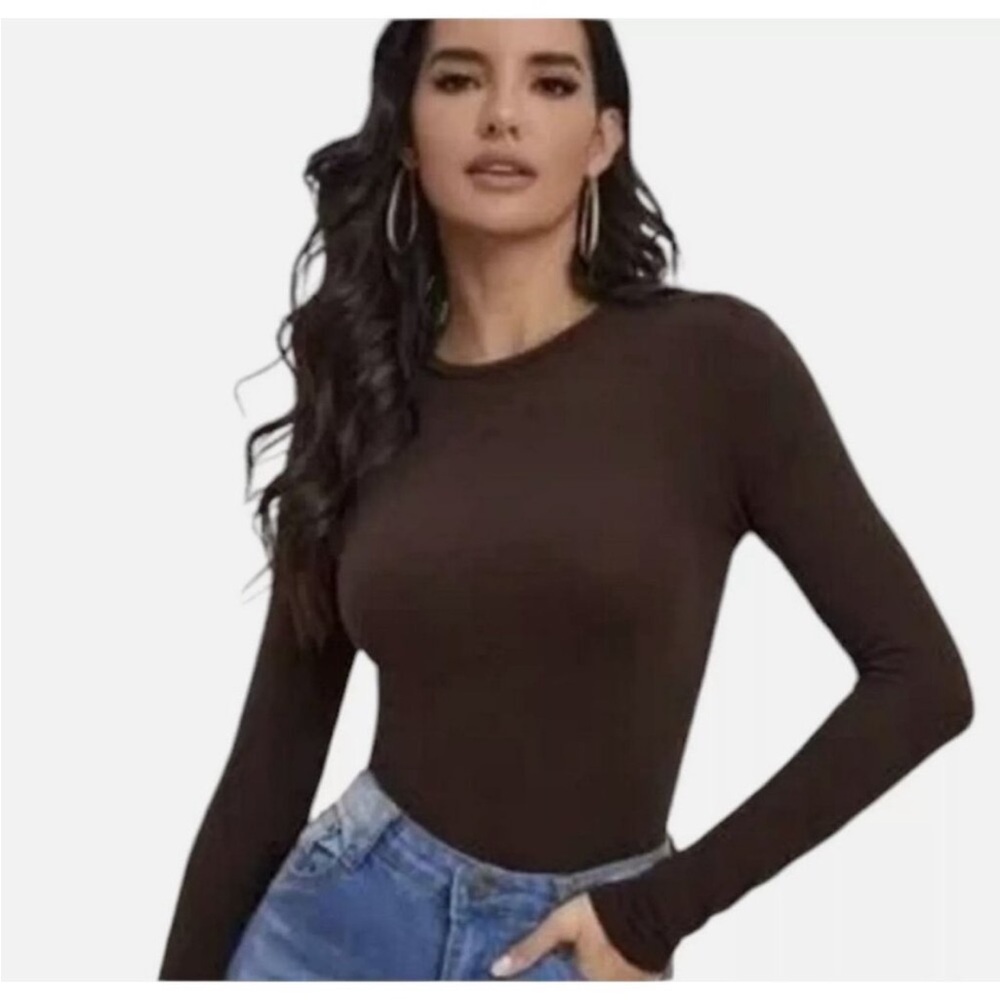 SPANX NWT Classic Longsleeve Plus Crew medium Bittersweet (brown) Shapewear